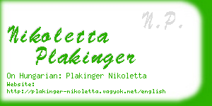 nikoletta plakinger business card